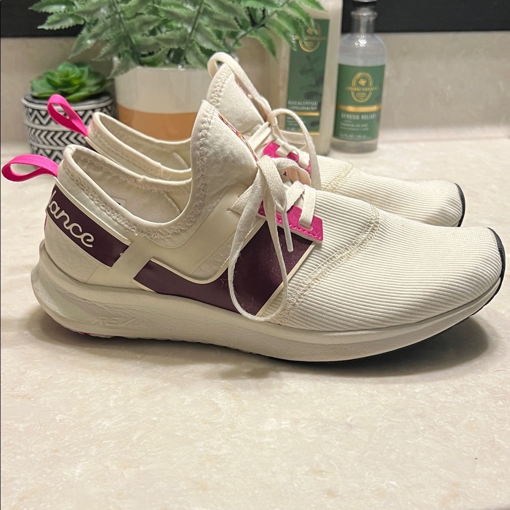New Balance Cream and Pink Sneakers